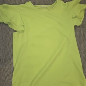 Lime Green Ruffle Sleeve Top